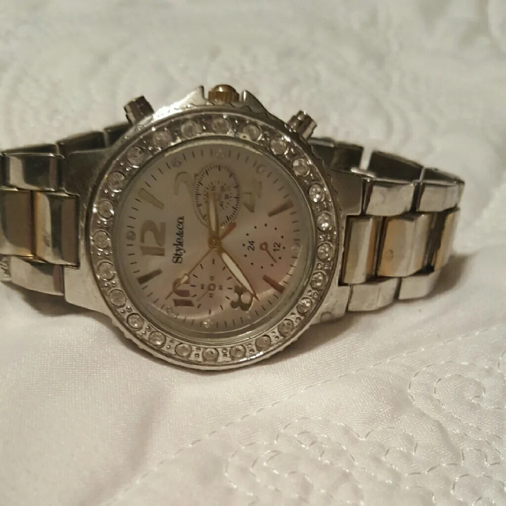 Macy's‎ Silver & Large Crystal Watch